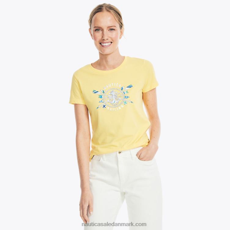bæredygtigt udformet heritage folie logo grafisk t-shirt blød gul Nautica PZ4T811 Kvinder