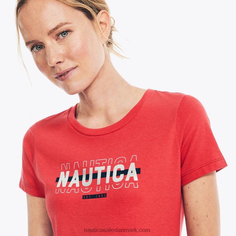bæredygtigt udformet heritage folie logo grafisk t-shirt tomales rød Nautica PZ4T967 Kvinder