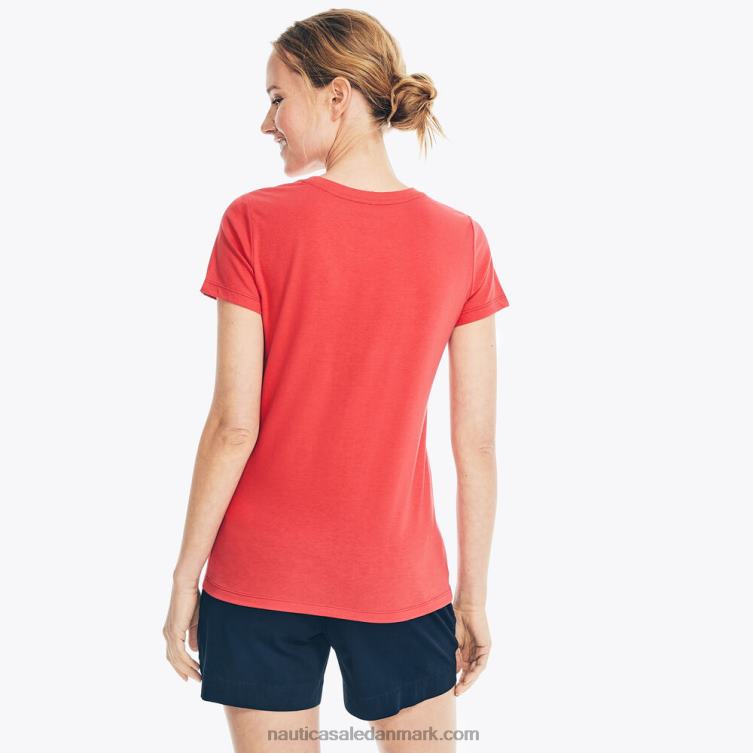 bæredygtigt udformet heritage folie logo grafisk t-shirt tomales rød Nautica PZ4T967 Kvinder