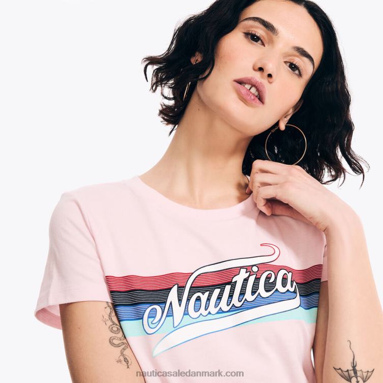 bæredygtigt udformet heritage stribet grafisk t-shirt karmosinrød Nautica PZ4T927 Kvinder