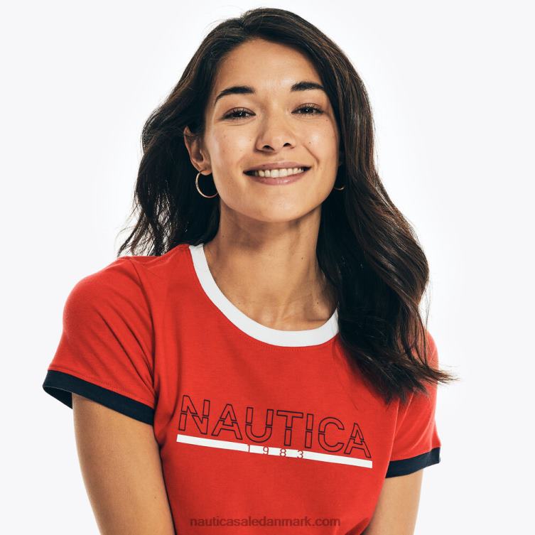 bæredygtigt udformet logo grafisk t-shirt tomales rød Nautica PZ4T932 Kvinder