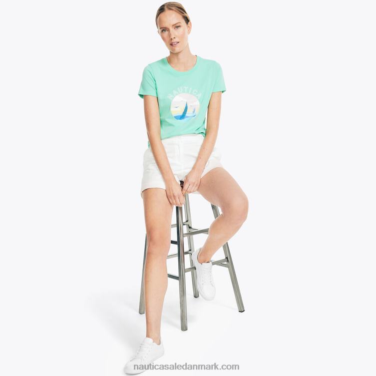 bæredygtigt udformet sejlende grafisk t-shirt mynte forår Nautica PZ4T806 Kvinder