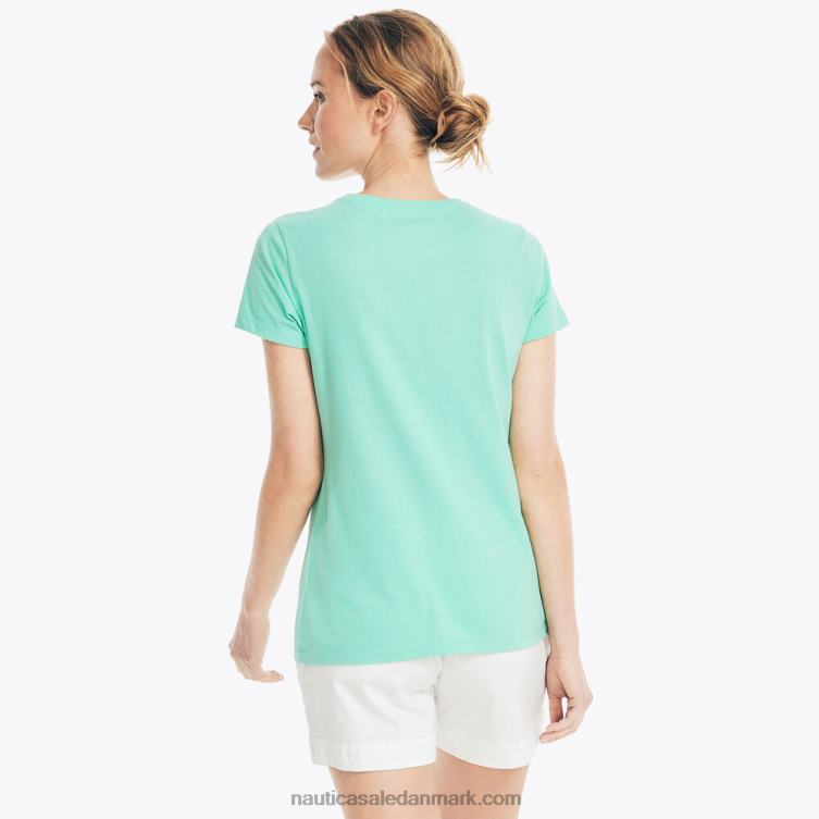 bæredygtigt udformet sejlende grafisk t-shirt mynte forår Nautica PZ4T806 Kvinder