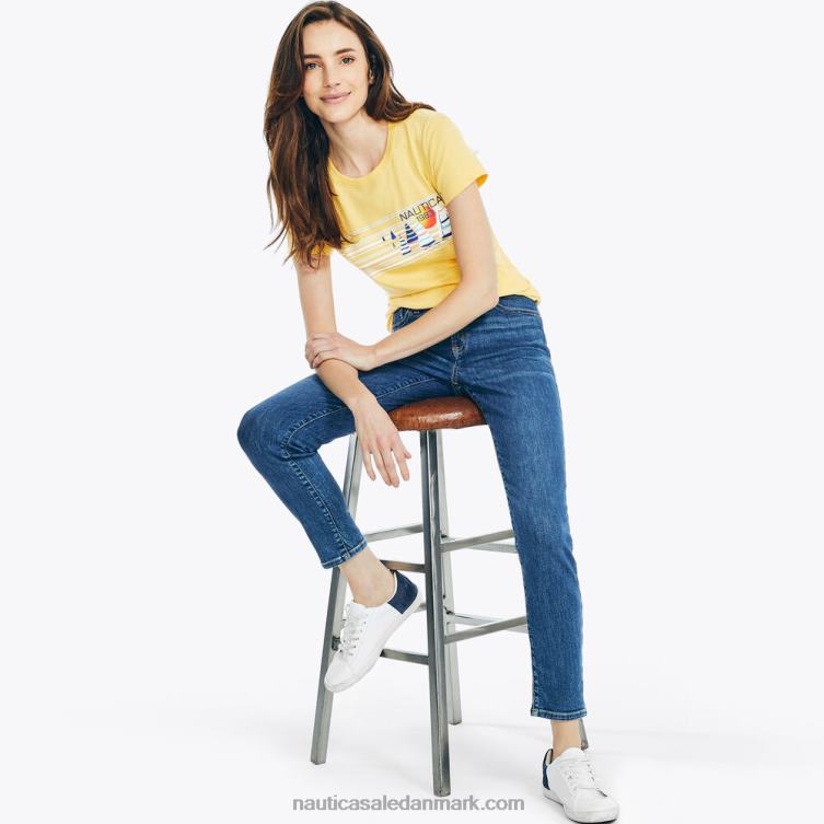 bæredygtigt udformet stribet sejlbåd grafisk t-shirt majssilke Nautica PZ4T1043 Kvinder