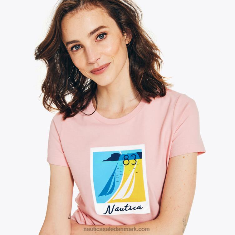 bæredygtigt udformet vintage sejlende grafisk t-shirt prisme pink Nautica PZ4T875 Kvinder