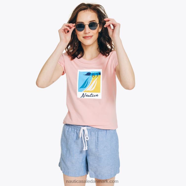 bæredygtigt udformet vintage sejlende grafisk t-shirt prisme pink Nautica PZ4T875 Kvinder