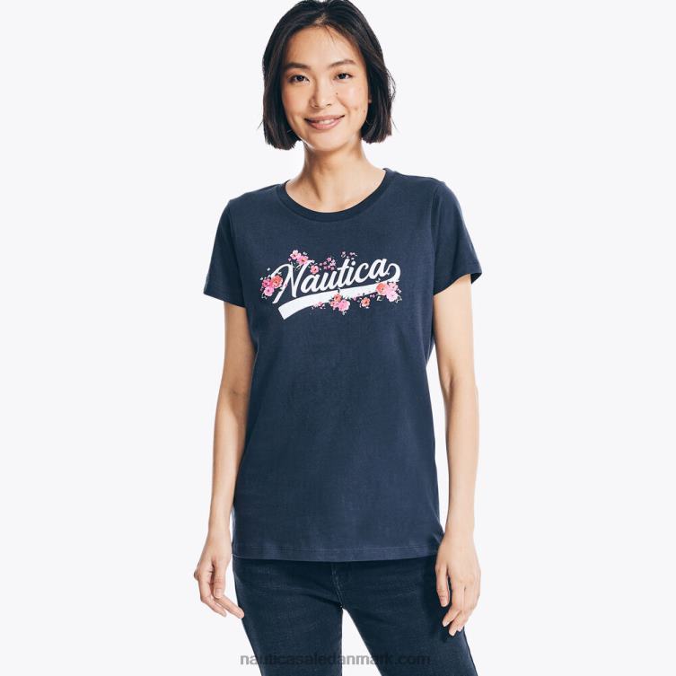blomstret logo grafisk t-shirt stjerneblå lyng Nautica PZ4T998 Kvinder