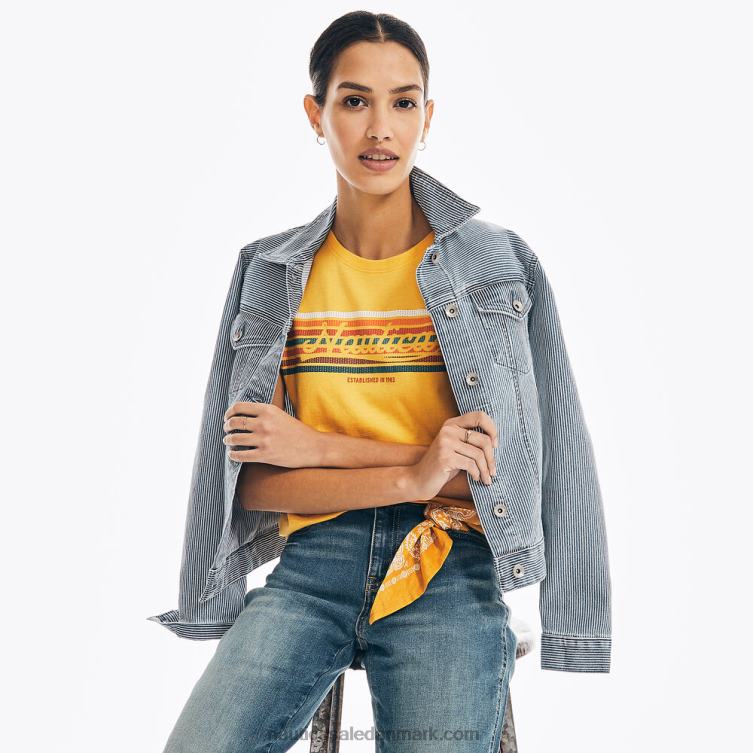 grafisk t-shirt med bryststriber gylden abrikos Nautica PZ4T1008 Kvinder