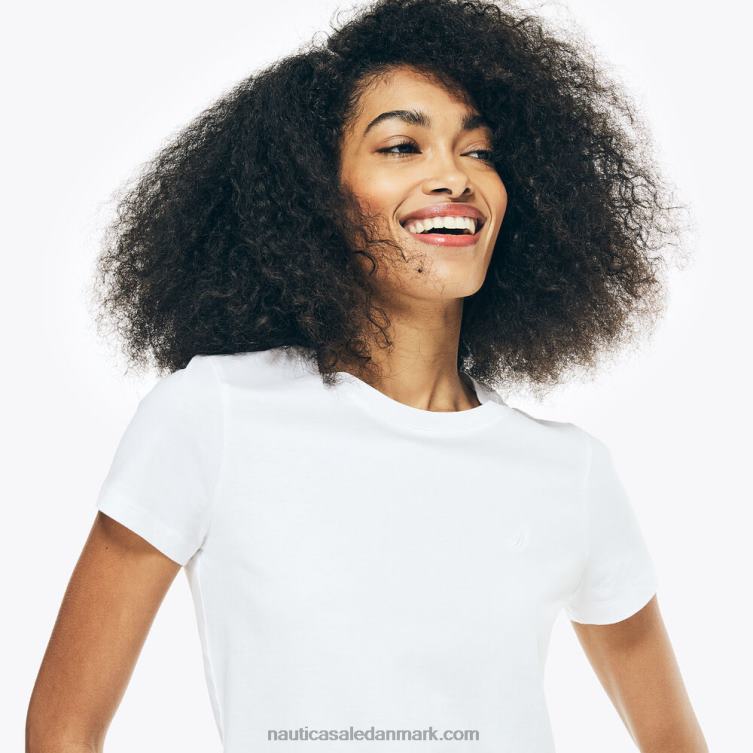 solid t-shirt med rund hals lyse hvid Nautica PZ4T742 Kvinder