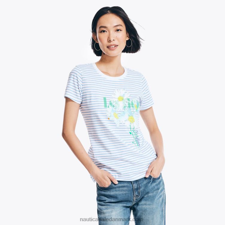 stribet puff grafisk t-shirt lyse hvid Nautica PZ4T972 Kvinder