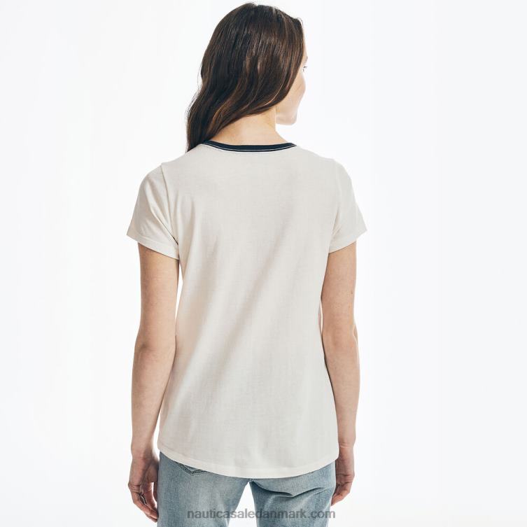 t-shirt med broderet blomstret grafisk bryststribe skumfidus Nautica PZ4T819 Kvinder