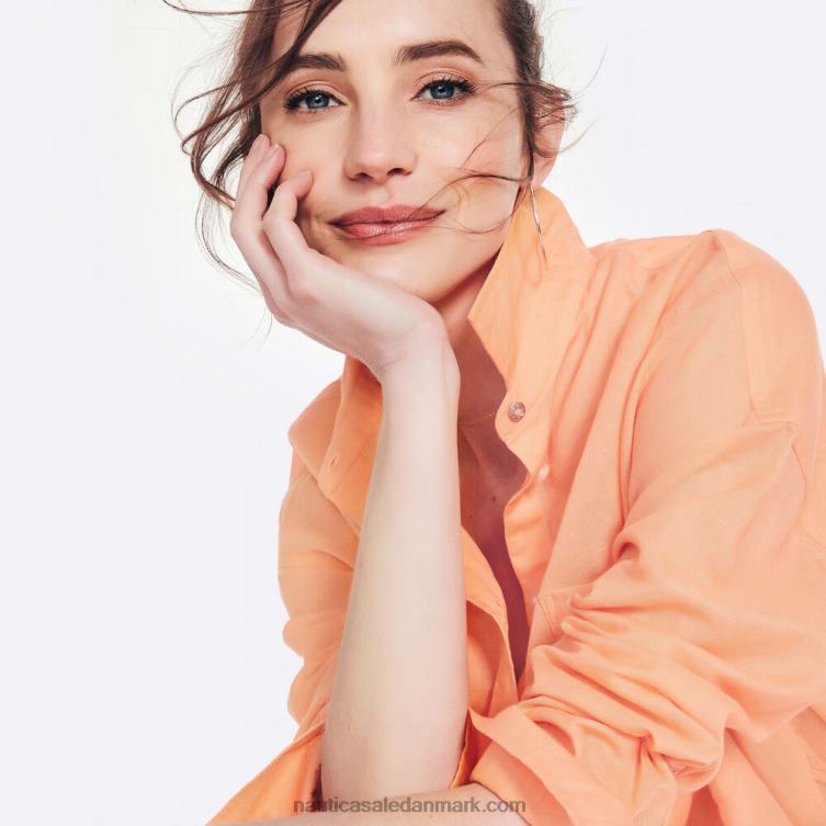 bæredygtigt udformet linned kæreste skjorte brand orange Nautica PZ4T893 Kvinder