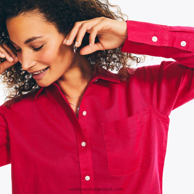 bæredygtigt udformet linned kæreste skjorte sømand rød Nautica PZ4T970 Kvinder