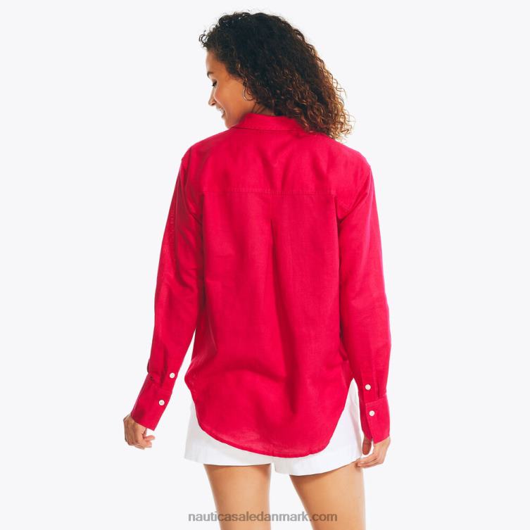 bæredygtigt udformet linned kæreste skjorte sømand rød Nautica PZ4T970 Kvinder