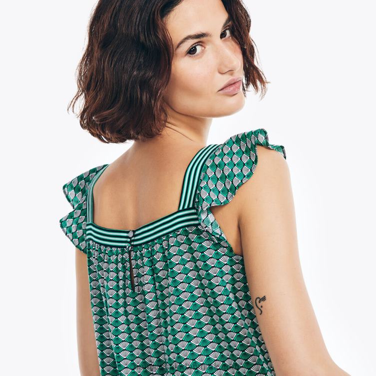 bæredygtigt udformet top med firkantet hals med print ægte sort Nautica PZ4T1003 Kvinder