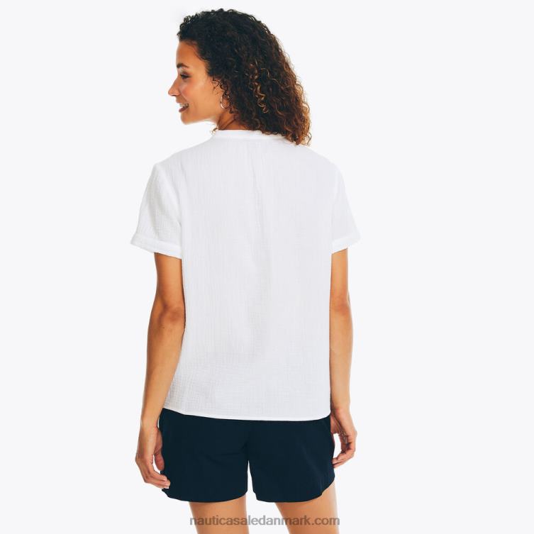 hæklet pullover skjorte lyse hvid Nautica PZ4T826 Kvinder