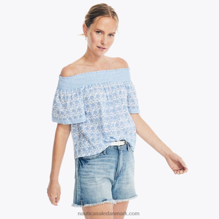 printet smocket tanktop lyse hvid Nautica PZ4T956 Kvinder