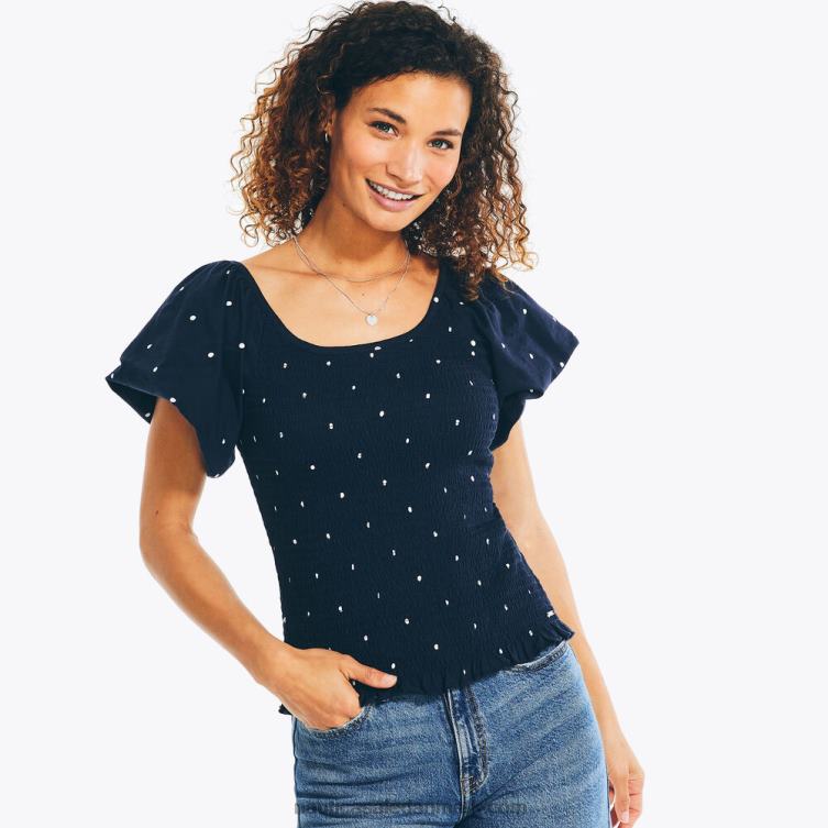 top med prikket smock stjerneblå lyng Nautica PZ4T979 Kvinder