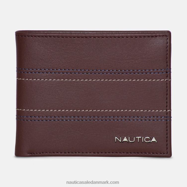 bifold pung i læder brun sten Nautica PZ4T228 Mænd