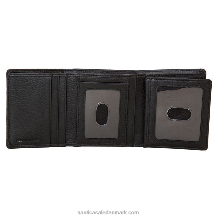 ekstra kapacitet læder trefoldet passcase pung sort Nautica PZ4T268 Mænd