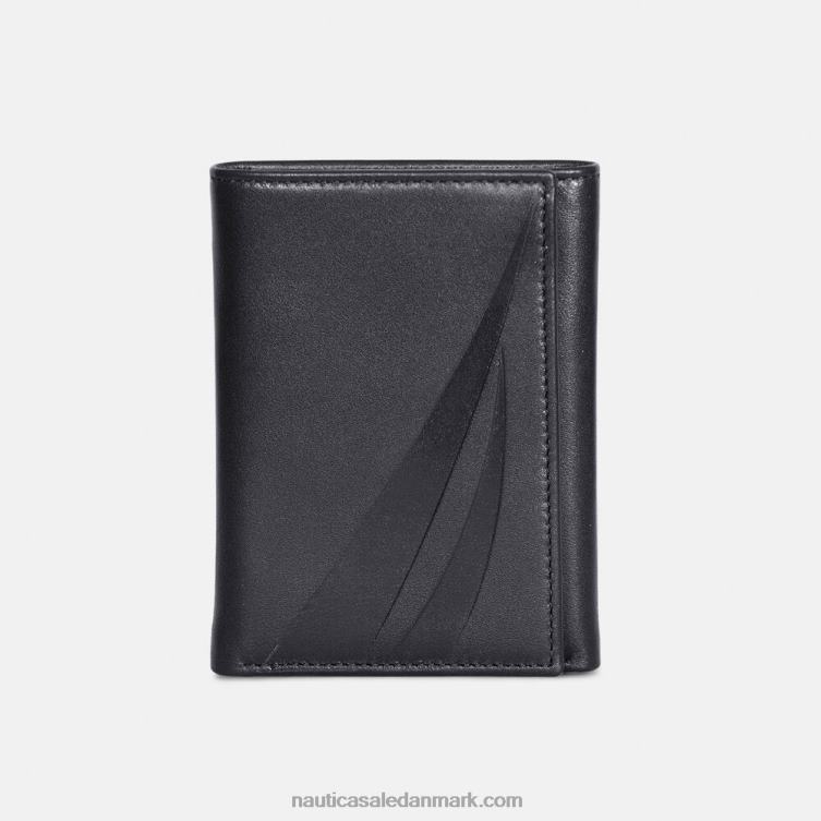 læder trefoldet pung ægte sort Nautica PZ4T177 Mænd