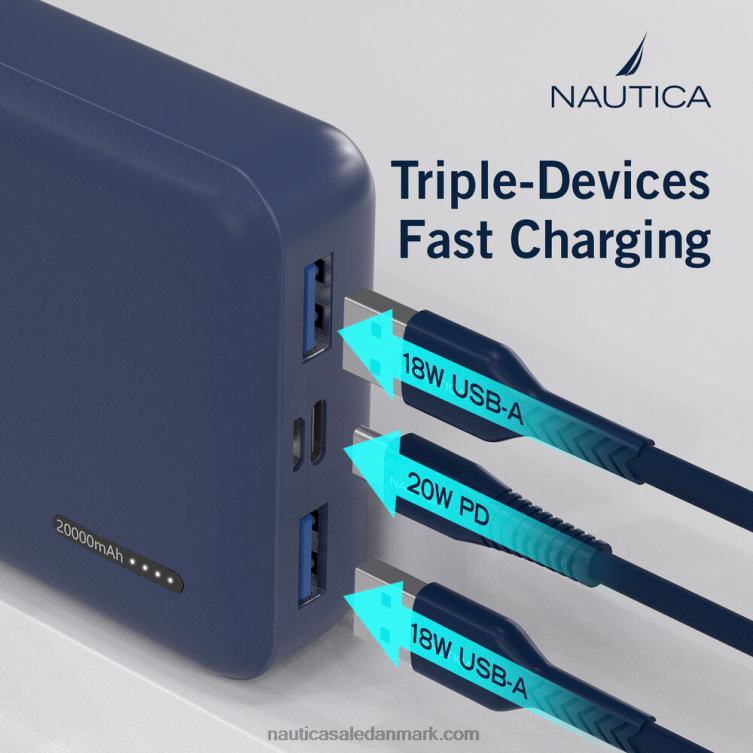 20000 mah hurtig bærbar oplader antik hvidvask Nautica PZ4T300 Mænd