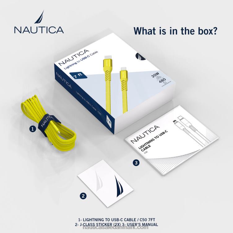 7 fod lyn til usb-c kabel gul Nautica PZ4T331 Mænd