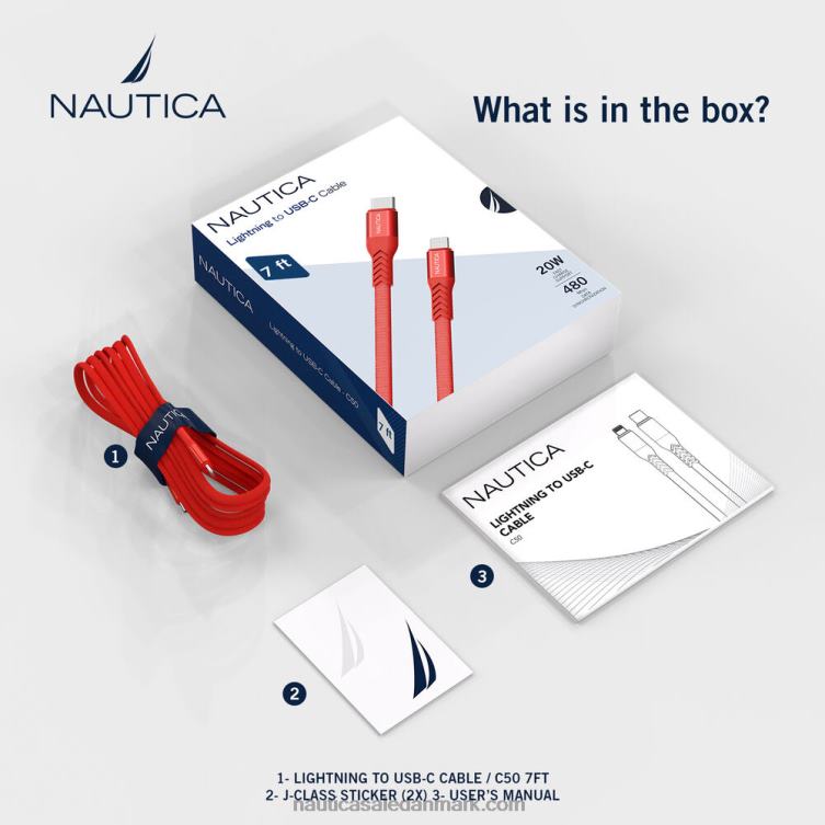 7 fod lyn til usb-c kabel nautica rød/orange Nautica PZ4T312 Mænd