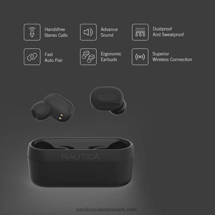 t3000 ægte trådløse øretelefoner med opladningsetui arbejdstrøje blå Nautica PZ4T928 Mænd