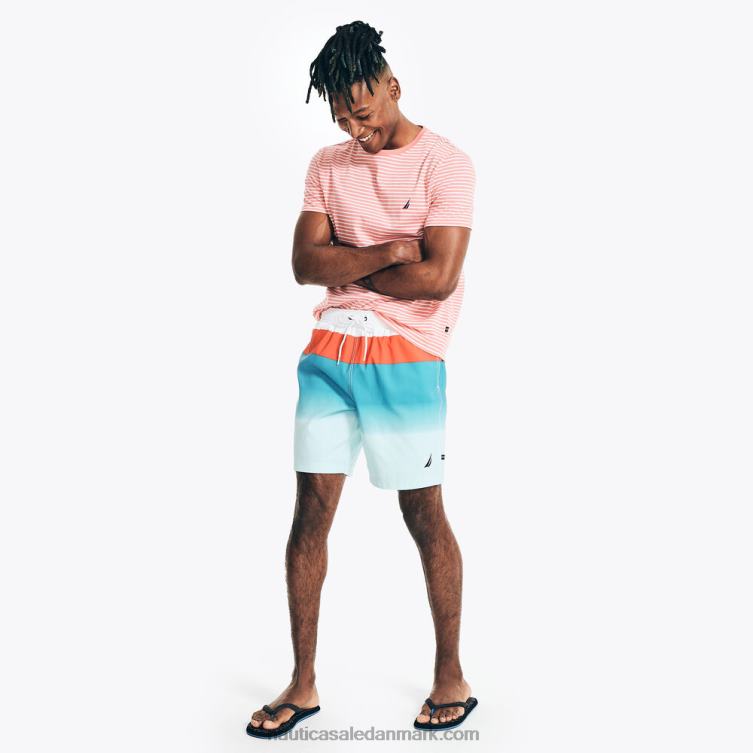 8\" stor og høj bæredygtigt udformet colorblock ombre svømmetur lyse hvid Nautica PZ4T569 Mænd