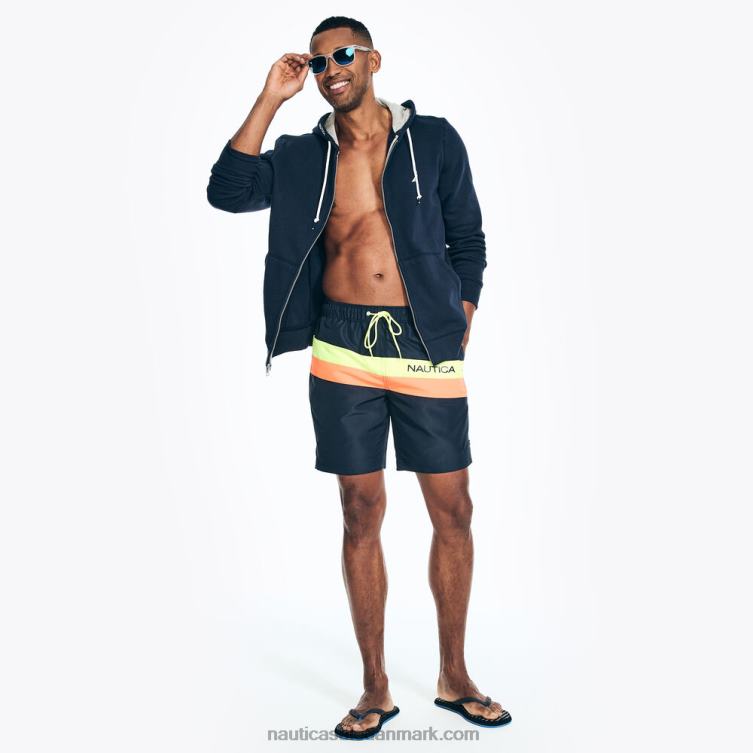 bæredygtigt udformet 6\" diagonal stribe hurtigtørrende svømmetur flåde Nautica PZ4T441 Mænd