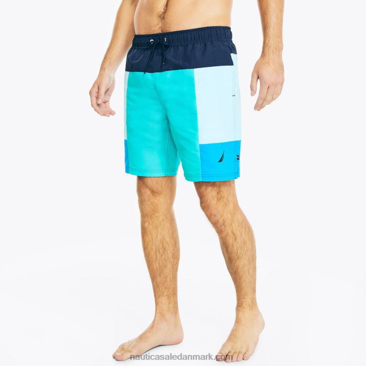 bæredygtigt udformet 8" colorblock hurtigtørrende svømmetur tropisk jade Nautica PZ4T456 Mænd