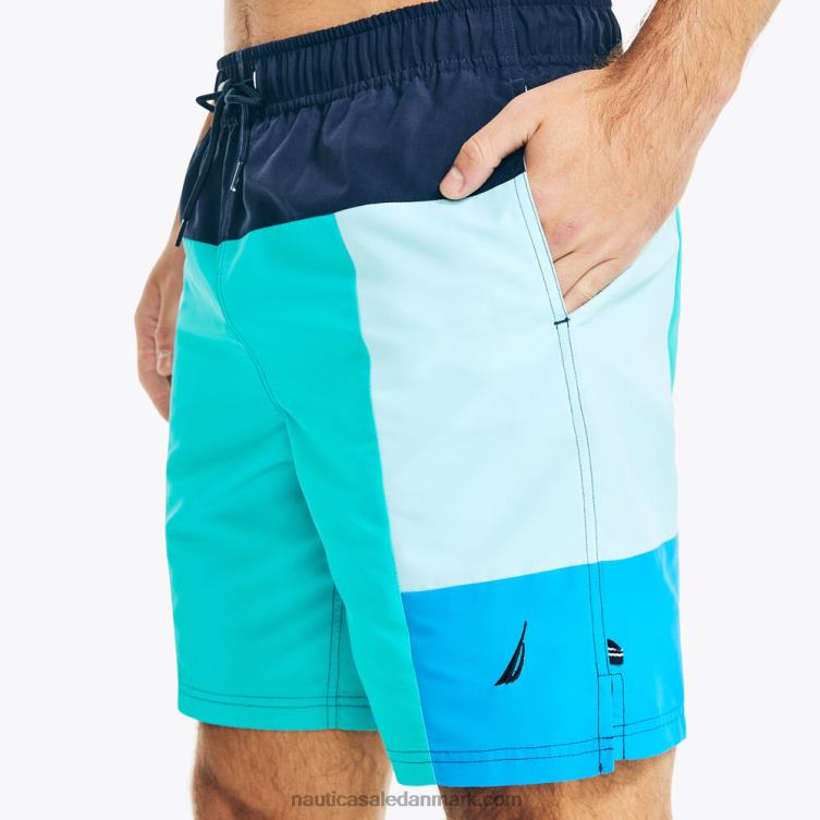 bæredygtigt udformet 8\" colorblock hurtigtørrende svømmetur tropisk jade Nautica PZ4T456 Mænd