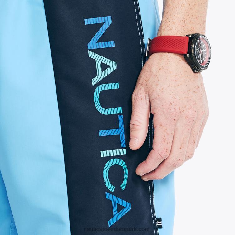 bæredygtigt udformet 8\" farvebloktrykt hurtigtørrende svømmetur azurblå Nautica PZ4T372 Mænd