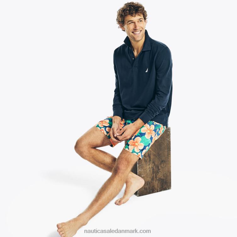 bæredygtigt udformet 8\" hibiscus print svømmetur ægte flåde Nautica PZ4T632 Mænd