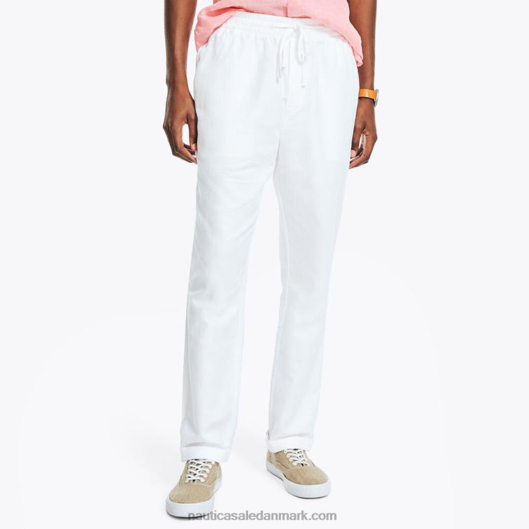 klassisk pasform linned pull-on bukser lyse hvid Nautica PZ4T624 Mænd