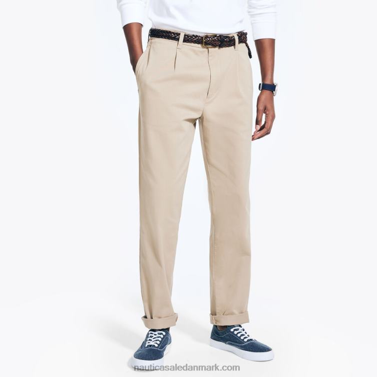 plisserede bukser i klassisk pasform ægte kaki Nautica PZ4T34 Mænd