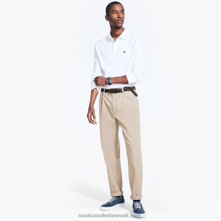 plisserede bukser i klassisk pasform ægte kaki Nautica PZ4T34 Mænd