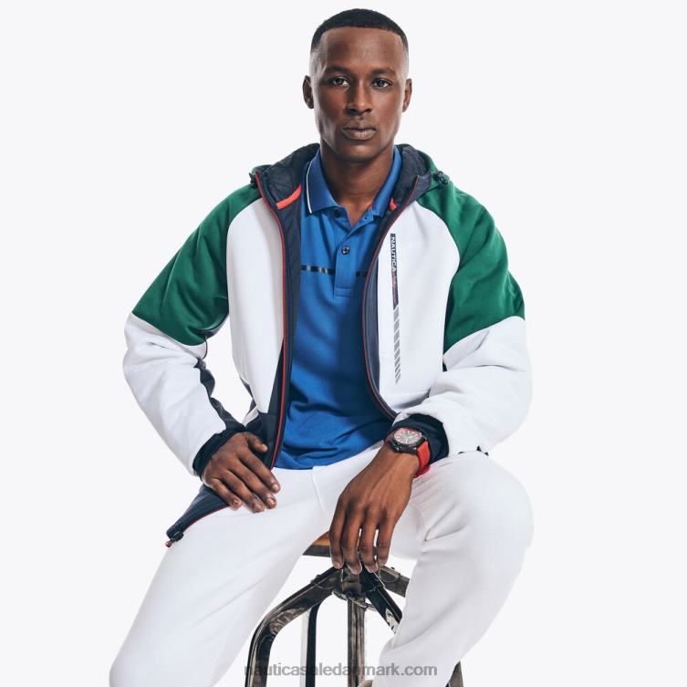 konkurrence bæredygtigt udformet jakke med fuld lynlås lyse hvid Nautica PZ4T516 Mænd