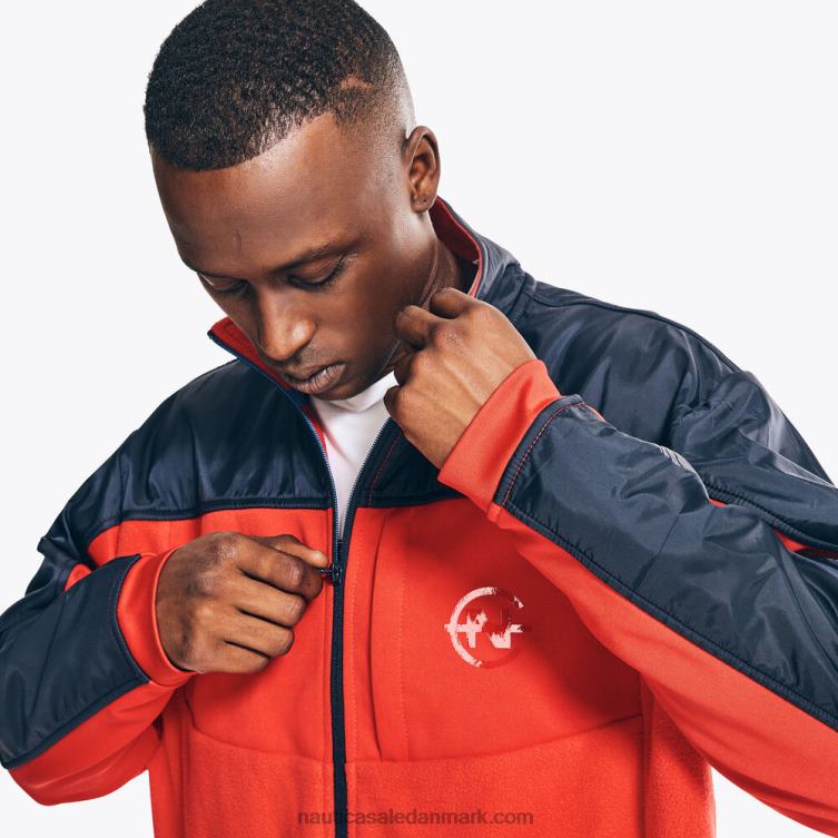 konkurrence bæredygtigt udformet mixed media jakke med fuld lynlås tomales rød Nautica PZ4T499 Mænd