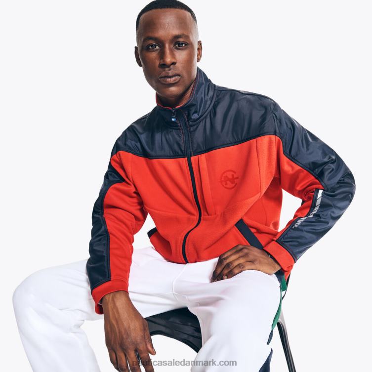 konkurrence bæredygtigt udformet mixed media jakke med fuld lynlås tomales rød Nautica PZ4T499 Mænd