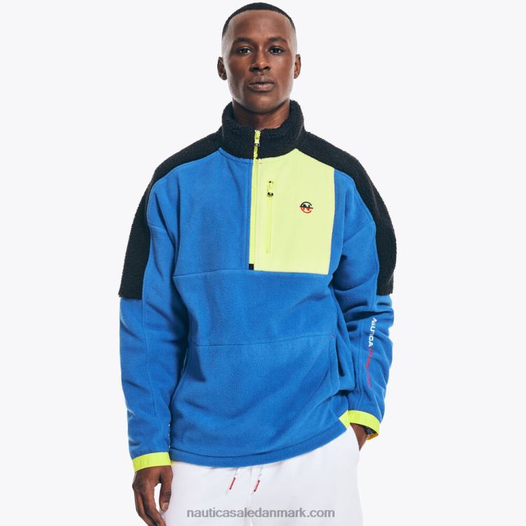 konkurrence bæredygtigt udformet mixed media jakke med halv lynlås lys kobolt Nautica PZ4T498 Mænd