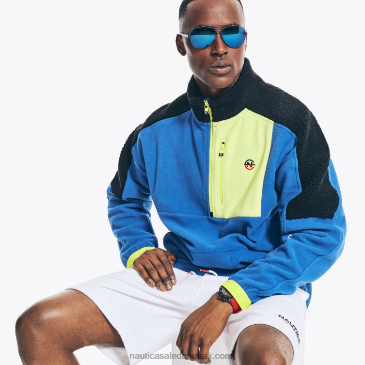 konkurrence bæredygtigt udformet mixed media jakke med halv lynlås lys kobolt Nautica PZ4T498 Mænd