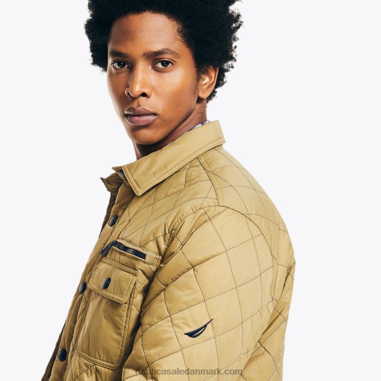 stor og høj, bæredygtigt udformet tempereret quiltet skjortejakke bimini grøn Nautica PZ4T561 Mænd