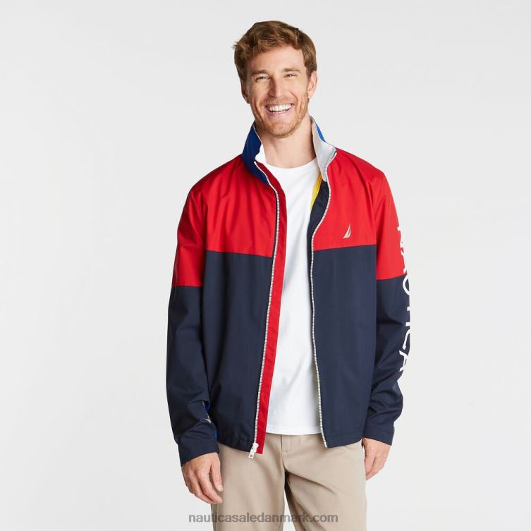 stor og høj letvægts colorblock bomber med skjult hætte flåde Nautica PZ4T607 Mænd