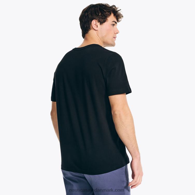 logo grafisk søvn t-shirt ægte sort Nautica PZ4T56 Mænd
