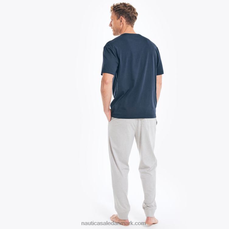 logo grafisk t-shirt pyjamasbuksesæt flåde Nautica PZ4T460 Mænd