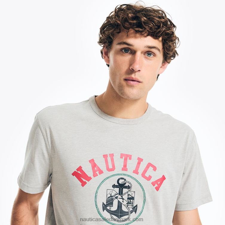 logo grafisk t-shirt pyjamasbuksesæt grå lyng Nautica PZ4T466 Mænd