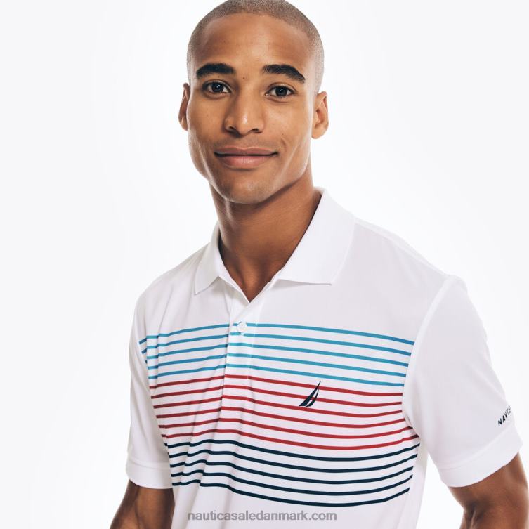 bæredygtigt udformet navtech stribet klassisk pasform polo lyse hvid Nautica PZ4T504 Mænd