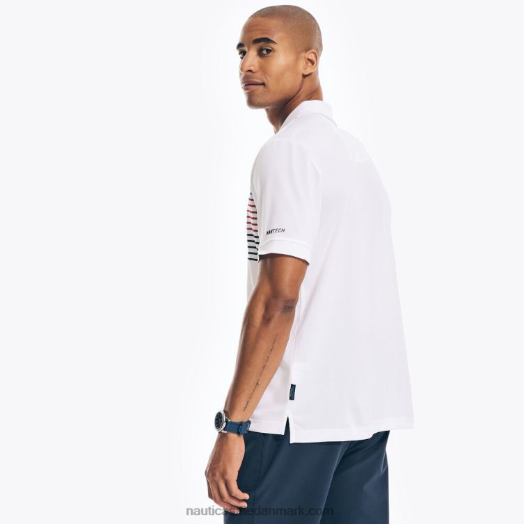bæredygtigt udformet navtech stribet klassisk pasform polo lyse hvid Nautica PZ4T504 Mænd